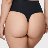 Women's Cozy High Waisted Thongs 3 Pack Black 3pack