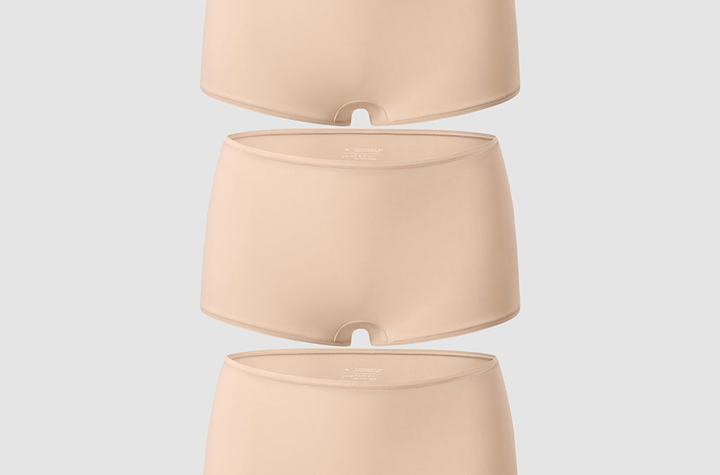 Women's Soft Mid Waist Boy Shorts 3 Pack Beige (3pack)