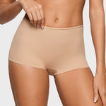 Women's Soft Mid Waist Boy Shorts 3 Pack Warm Beige (3pack)