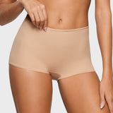 Women's Soft Mid Waist Boy Shorts 3 Pack Warm Beige (3pack)