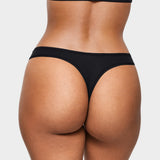 Women's V-shaped Low Rise Thongs 3 Pack Black 3pack