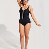 Women's Zipper One Piece Swimsuit Black