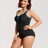 Women's Zipper One Piece Swimsuit Multi Color #3