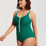 Women's Zipper One Piece Swimsuit Dark Green