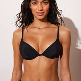 Women's Ribbed Plunge Bikini Top Black @model_info:ES1