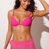 Women's Ribbed Plunge Bikini Top Rose Violet @model_info:ES1