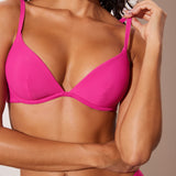 Women's Ribbed Plunge Bikini Top Rose Violet @model_info:ES3