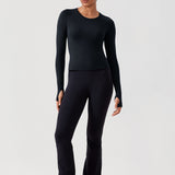CRZ YOGA Women's Seamless Long Sleeves Shirts Black