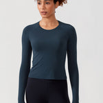 CRZ YOGA Women's Seamless Long Sleeves Shirts Black