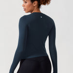 CRZ YOGA Women's Seamless Long Sleeves Shirts Black