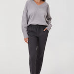 Women's Stretch Drawstring 7/8 Pants with Pockets 27'' Coffee Brown