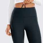 CRZ YOGA Women's Fleece Lined Leggings with Pockets 25'' Melanite