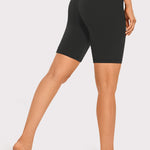 CRZ YOGA Women's Yoga High Rise Butterluxe Long Biker Shorts 8'' Black