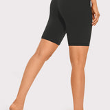 CRZ YOGA Women's Yoga High Rise Butterluxe Long Biker Shorts 8'' Black