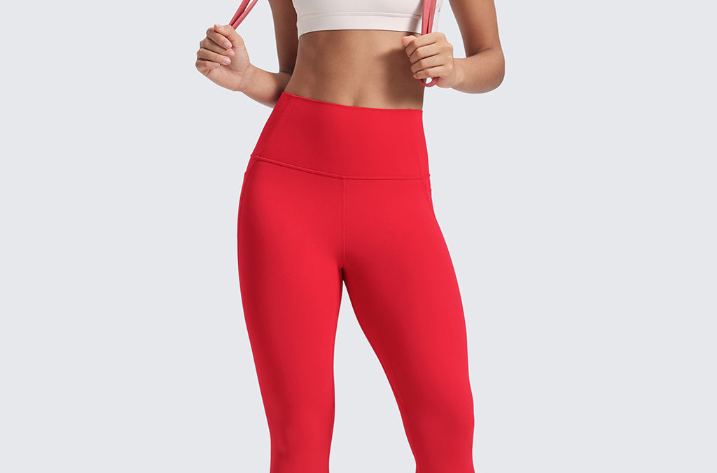 CRZ YOGA Women's Yoga Leggings 25" with Pockets Aurora Red