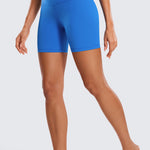 CRZ YOGA Women's Yoga Super High Waist Butterluxe Shorts 6'' Sparkle Blue