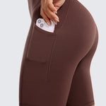 CRZ YOGA Women's Stretchy Pockets Shorts 8" Taupe