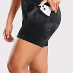 CRZ YOGA Women's Yoga High Rise Biker Butterluxe Pockets Shorts 5'' Black