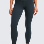 CRZ YOGA Women's High Rise Butterluxe Yoga Leggings 25'' V Cross Waist Hibiscus Purple