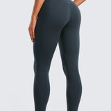 CRZ YOGA Women's High Rise Butterluxe Yoga Leggings 25'' V Cross Waist Hibiscus Purple