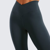 CRZ YOGA Women's High Rise Butterluxe Yoga Leggings 25'' V Cross Waist Black