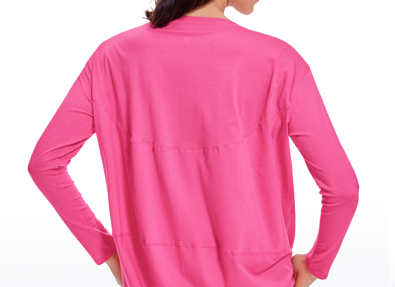 Women's Pima Cotton Boat Neck Long Sleeve Shirts White Opal