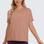 Women's Pima Cotton Boat Neck Short Sleeves Shirts Black