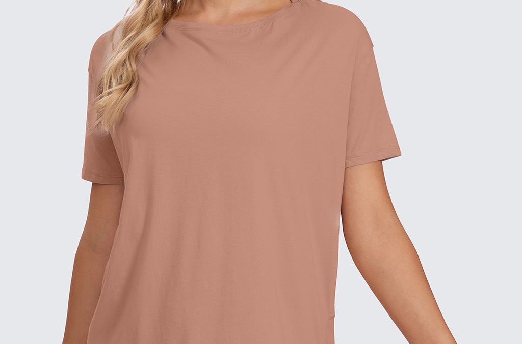 Women's Pima Cotton Boat Neck Short Sleeves Shirts Black