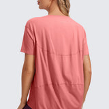 Women's Pima Cotton Boat Neck Short Sleeves Shirts Briar Rose