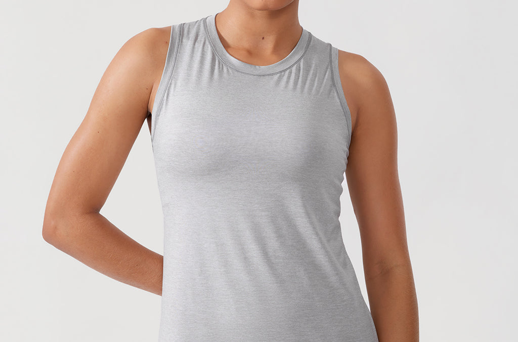 CRZ YOGA Women's Lightweight Racerback Tank Top Silver Mist