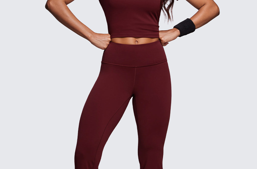 CRZ YOGA Women's High Waist Flare Leggings 30.5" Hot Fudge Brown