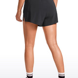 CRZ YOGA Women's Running Feathery-Fit Soft Spilt Quick Dry Lined Shorts Black