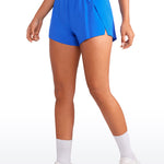 CRZ YOGA Women's Running Feathery-Fit Soft Spilt Quick Dry Lined Shorts Sparkle Blue
