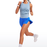 CRZ YOGA Women's Running Feathery-Fit Soft Spilt Quick Dry Lined Shorts Sparkle Blue