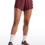 CRZ YOGA Women's Running Feathery-Fit Soft Spilt Quick Dry Lined Shorts Red Merlot
