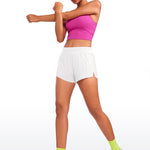 CRZ YOGA Women's Running Feathery-Fit Soft Spilt Quick Dry Lined Shorts White