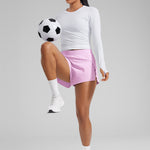 CRZ YOGA Women's Running Feathery-Fit Soft Spilt Quick Dry Lined Shorts Vita Pink