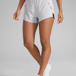 CRZ YOGA Women's Running Feathery-Fit Soft Spilt Quick Dry Lined Shorts Platinum Grey