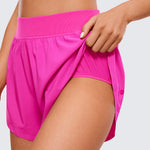 CRZ YOGA Women's Mid Waisted Dolphin Shorts 4" Hibiscus Purple
