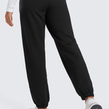 CRZ YOGA Women's Cotton Fleece Joggers with Pockets 28" Black