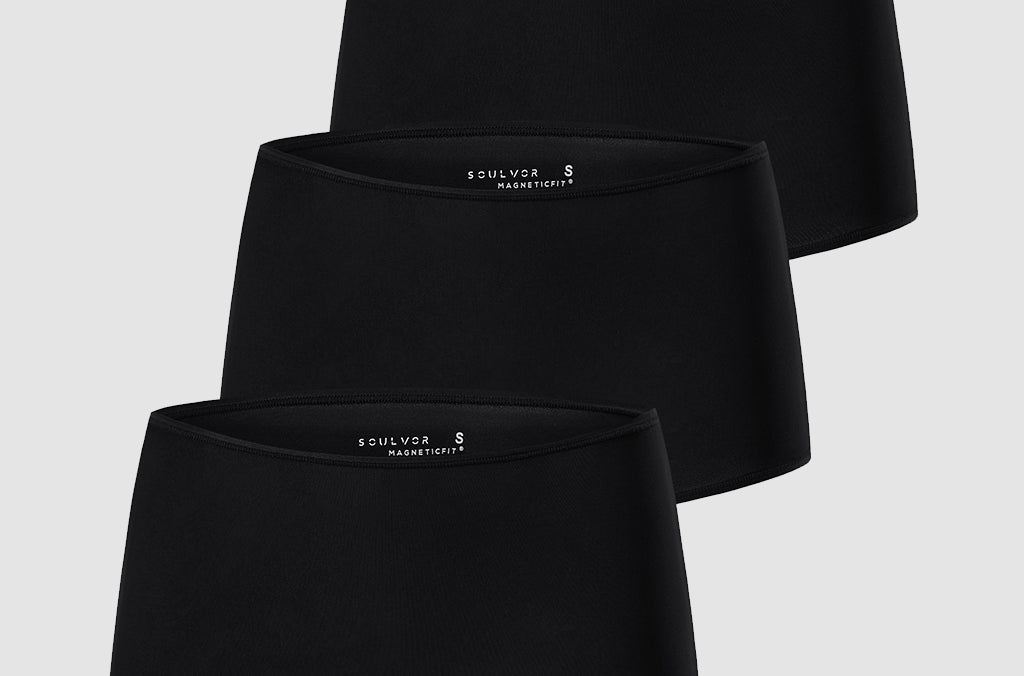 Women's Stretchy Mid Waist Boy Shorts 3 Pack Black 3pack