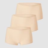 Women's Stretchy Mid Waist Boy Shorts 3 Pack Beige (3pack)