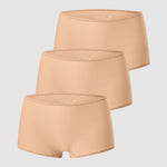 Women's Stretchy Mid Waist Boy Shorts 3 Pack Warm Beige (3pack)