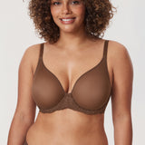 Women's Vintage Lace Sheer Mesh Bra Sandalwood Brown