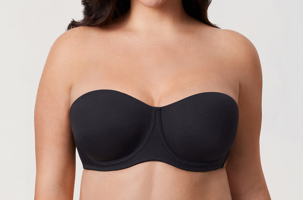 Women's Supportive Unlined Strapless Bra Black