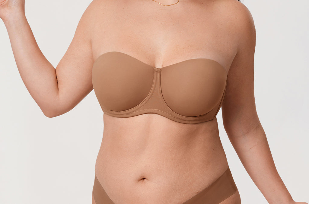 Women's Supportive Unlined Strapless Bra Gravel Beige
