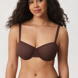 Women's Sheer Mesh Balconette Bra Hazelnut