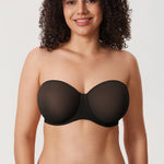 Women's Mesh Unlined Strapless Bra Black