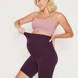 Women's Super High Waist Maternity Shorts 6" Deep Purple