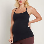 Women's Y Back Maternity Tank - Ruched Sides Black